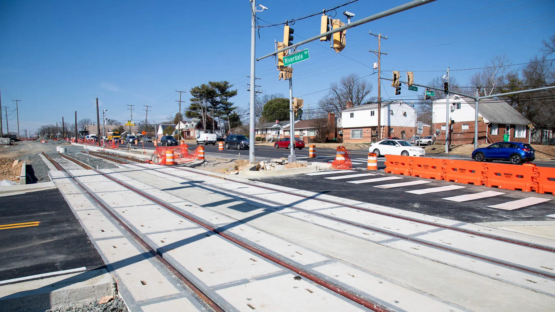 Purple Line construction runs parallel to Riverdale Road, which is lined with single-family homes. A new federal grant will help UMD researchers engage property owners, developers, lenders and tenants to create and preserve affordable housing. Photo courtesy of MDOT.